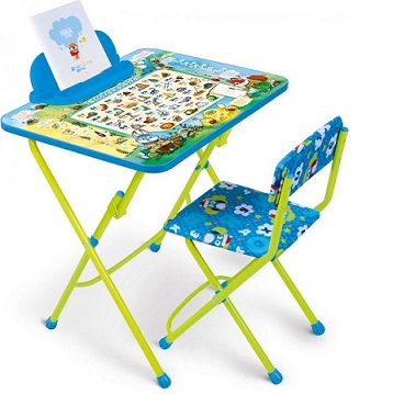 Комплект детской мебели Ника с подножкой Веселая азбука (стол 58*60*45см+стул) (1) КУ2/ВА