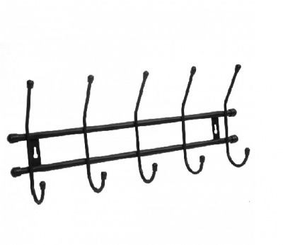 Вешалка настенная "Стандарт 5" 5 крючков цв. Черный (уп10) ВНС52